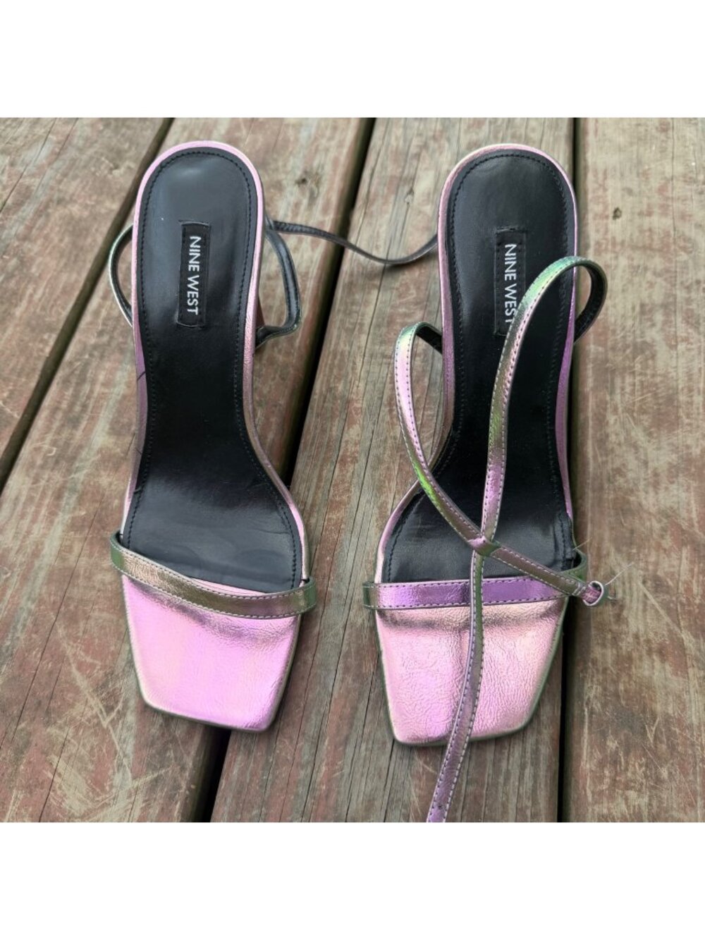 Nine West Pink Metallic Strappy Heeled Sandals Size 9M